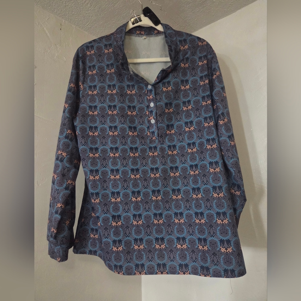 Blue Patterned Long Sleeve Shirt